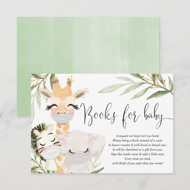 Safari animals masks gender neutral books for baby enclosure card (Front/Back)