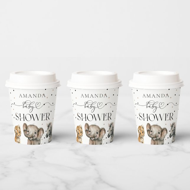 Safari Animals Modern Baby Shower Paper Cups (Multi)