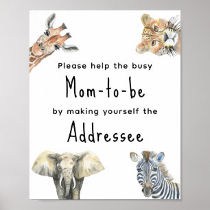 Safari animals - Mom to be addressee Poster