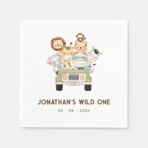 Safari Animals Napkins - Boy 1st Wild One Birthday