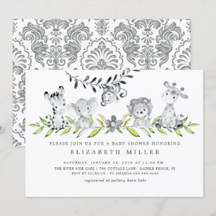 Safari Animals Neutral Baby Shower Invitation