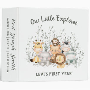 Safari Animals Newborn Baby Book Binder