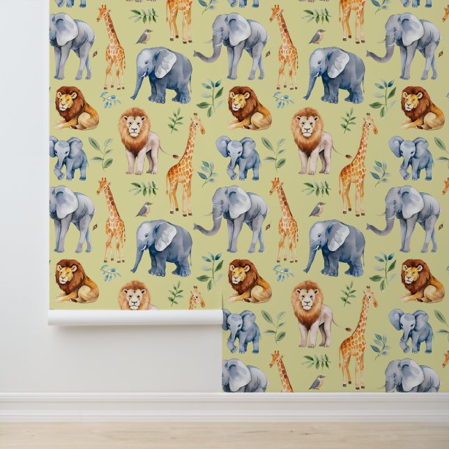 Safari Animals Nursery Child's room Wallpaper (Application)