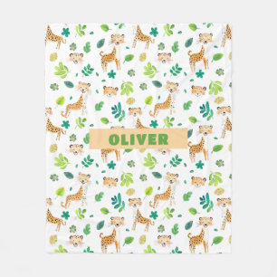 Safari Animals Nursery Room Cute Wildlife Kids Fleece Blanket