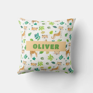 Safari Animals Nursery Room Cute Wildlife Pattern Throw Pillow