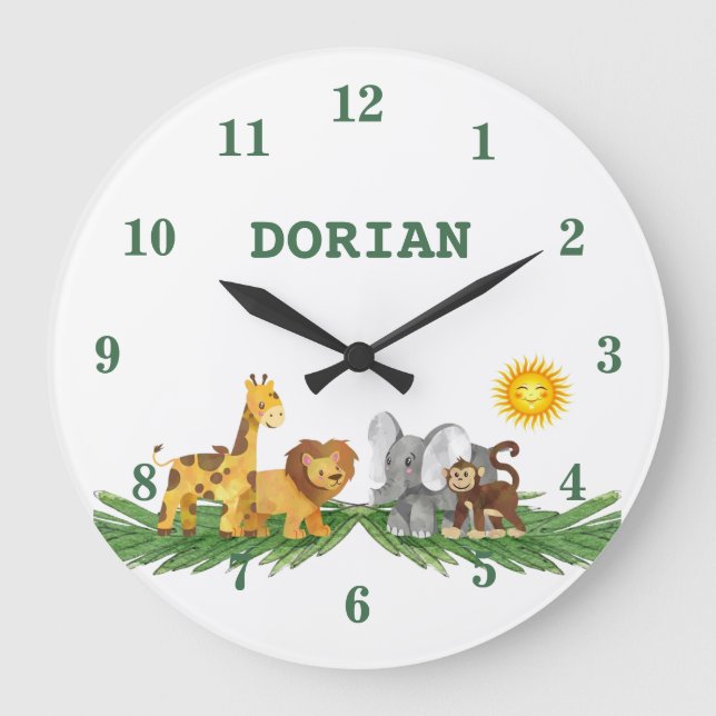 Safari Animals Nursery  Wall Clock (Front)