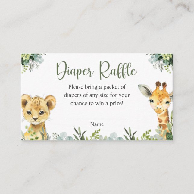 Safari Animals Oh Baby Greenery Jungle Baby Shower Enclosure Card (Front)