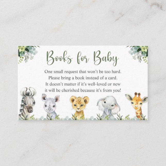 Safari Animals Oh Baby Greenery Jungle Baby Shower Enclosure Card (Front)