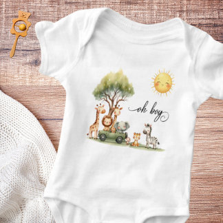 Safari animals Oh Boy Baby Bodysuit