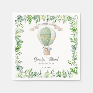 Safari Animals on Hot Air Balloon Baby Shower Napkin