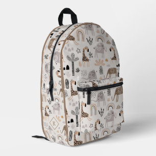 Safari Animals Pattern Elephants, Giraffes Printed Backpack