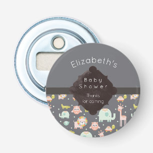 Safari Animals Pattern Nursery Art Baby Shower Bottle Opener