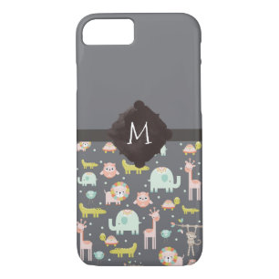 Safari Animals Pattern Nursery Art Monogram Case-Mate iPhone Case