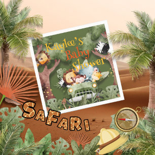 Safari Animals Personalized Baby Shower Napkin