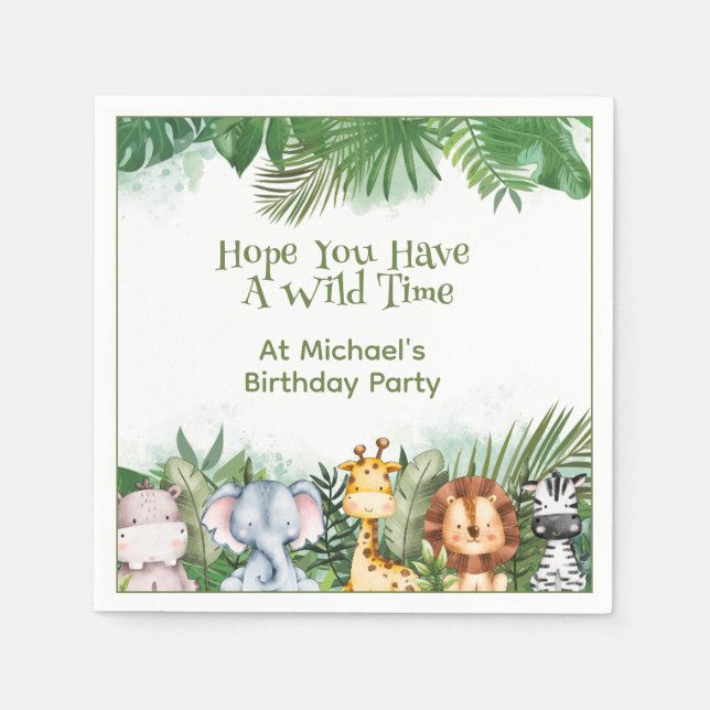 Safari Animals Personalized  Napkin (Front)