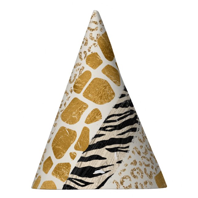 Safari animals print wild birthday party hat (Right)