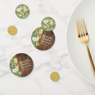Safari Animals Rustic Gold Glitter Baby Shower Confetti