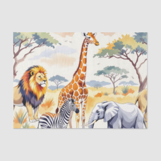 Safari Animals Seamless Pattern Savanna Scene Tissue Paper