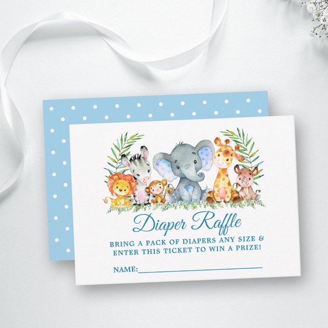 Safari Animals Shower Diaper Raffle Ticket Dots Enclosure Card (Customize to change text color, style or text size.)