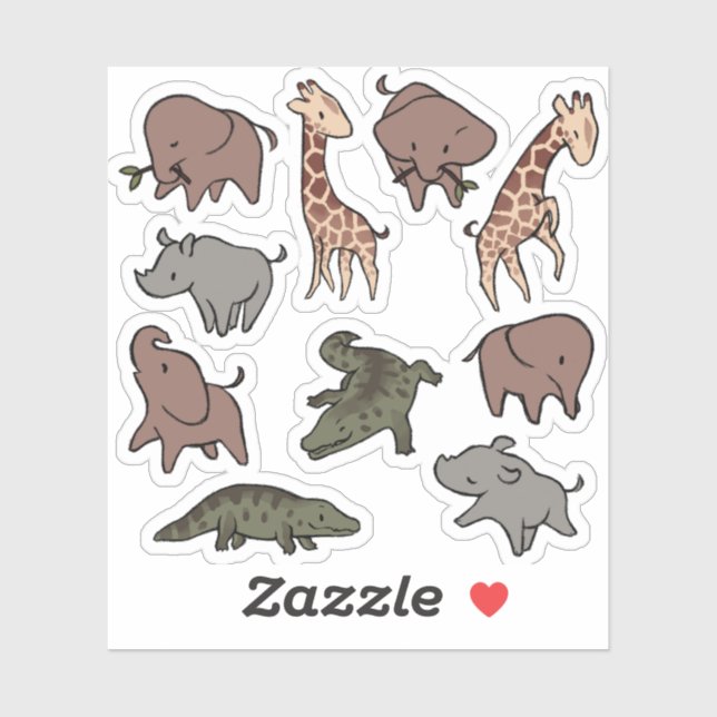 Safari animals stickers - elephants & more (Sheet)