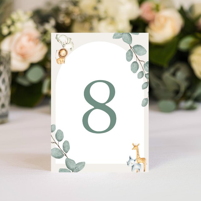 Safari Animals Table Numbers Card (Creator Uploaded)