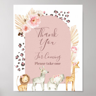 Safari Animals Thank you for coming Favor Sign