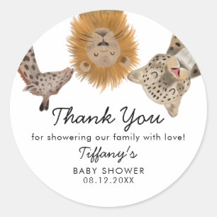 Safari Animals Theme Baby Shower Classic Round Sticker