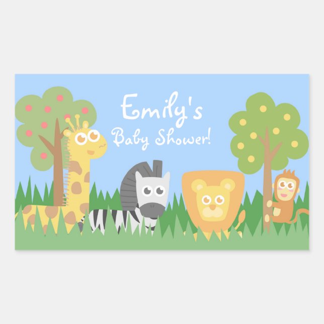 Safari Animals Theme Baby Shower Decorations Sticker (Front)
