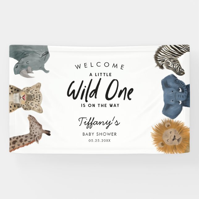 Safari Animals Theme Baby Shower Welcome Banner (Horizontal)