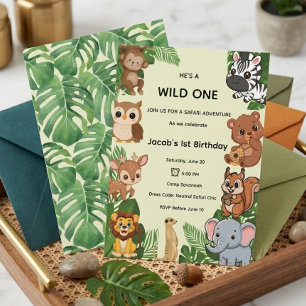 Safari Animals Theme viral Wild One Birthday Invitation