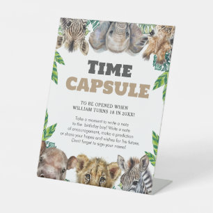Safari Animals Time Capsule Pedestal Sign