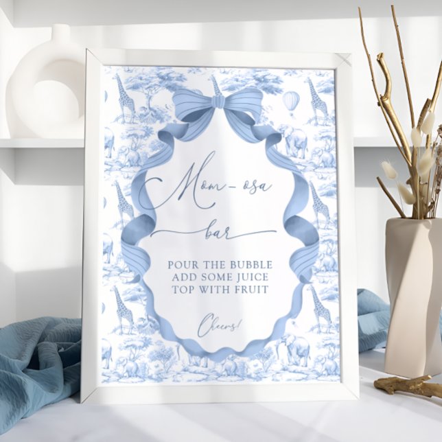 Safari Animals Toile de Jo Baby Shower Mom-osa Bar Poster (Creator Uploaded)