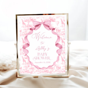 Safari Animals Toile de Jouy Baby Shower Welcome Poster