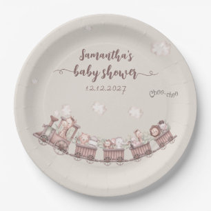 Safari Animals Train  Paper Plate