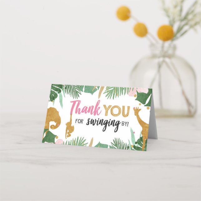 Safari Animals Treat Bag Topper Goodie Tag Gold (Front)