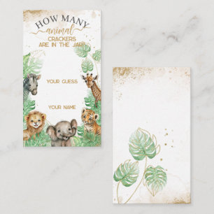 Safari animals Tropical Baby Shower crackers game Enclosure Card