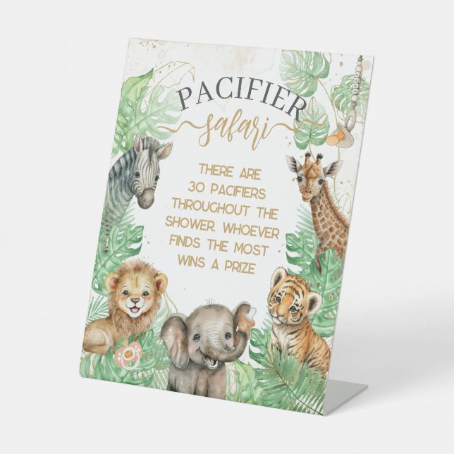 Safari animals Tropical Shower pacifier hunt game Pedestal Sign (Front)