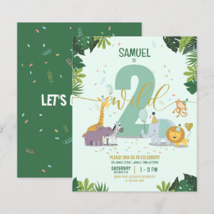 Safari Animals Two Wild Budget Birthday Invitation