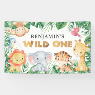 Safari Animals Wild One 1st Birthday Banner