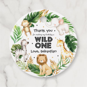 Safari Animals Wild One 1st Birthday Party Decor Favour Tags