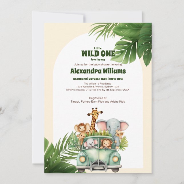 Safari Animals Wild One Baby Shower Invitation (Front)