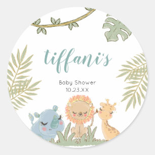  Safari Animals Wild One Baby Shower Thank You Classic Round Sticker