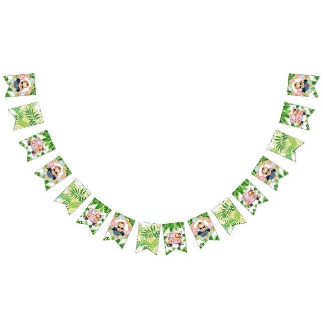 Safari Animals Wild One Birthday PHOTO Bunting Flags (All)