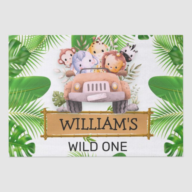 Safari Animals Wild One Birthday Tissue Paper (Front)