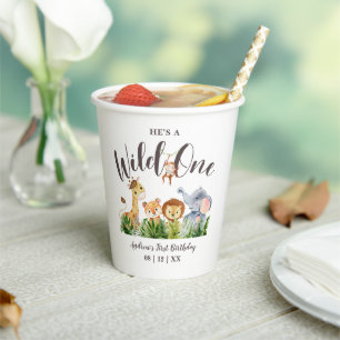 Safari Animals Wild One Children's Birthday Paper Cups