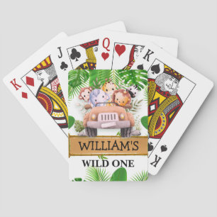 Safari Animals Wild One JUNGLE Birthday Playing Cards