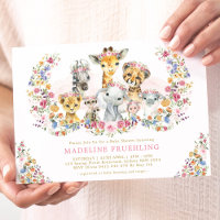 Safari Animals Wildflower Garden Girl Baby Shower