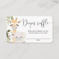 Safari animals with masks diaper raffle cards