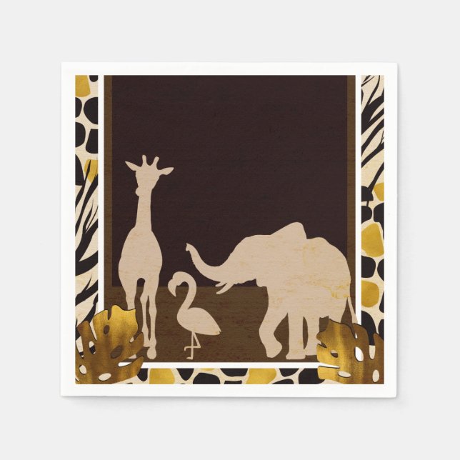 Safari Animals Zoo Birthday Party Napkin (Front)