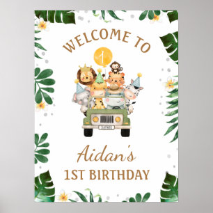 Safari Animaux Affiche de bienvenue d'anniversaire
